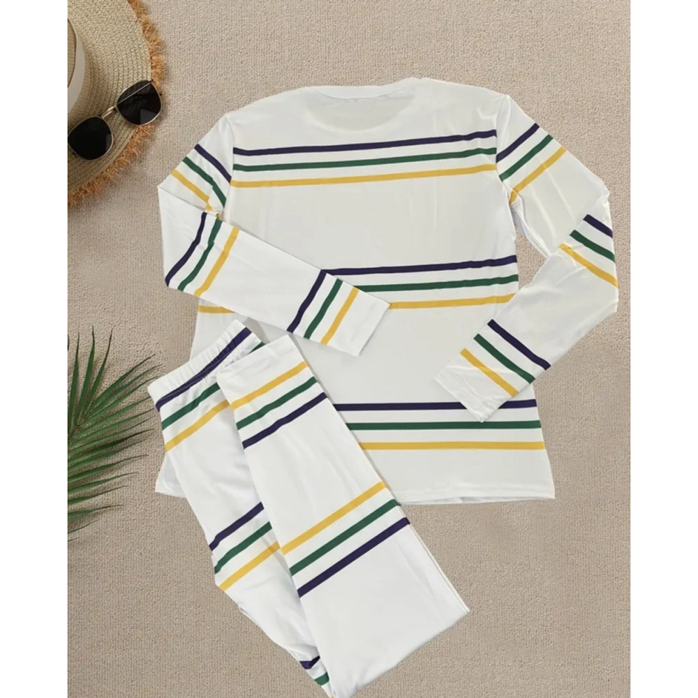 Mardi Gras Striped Long Sleeve Top and Pant Set - Picture 2 of 6